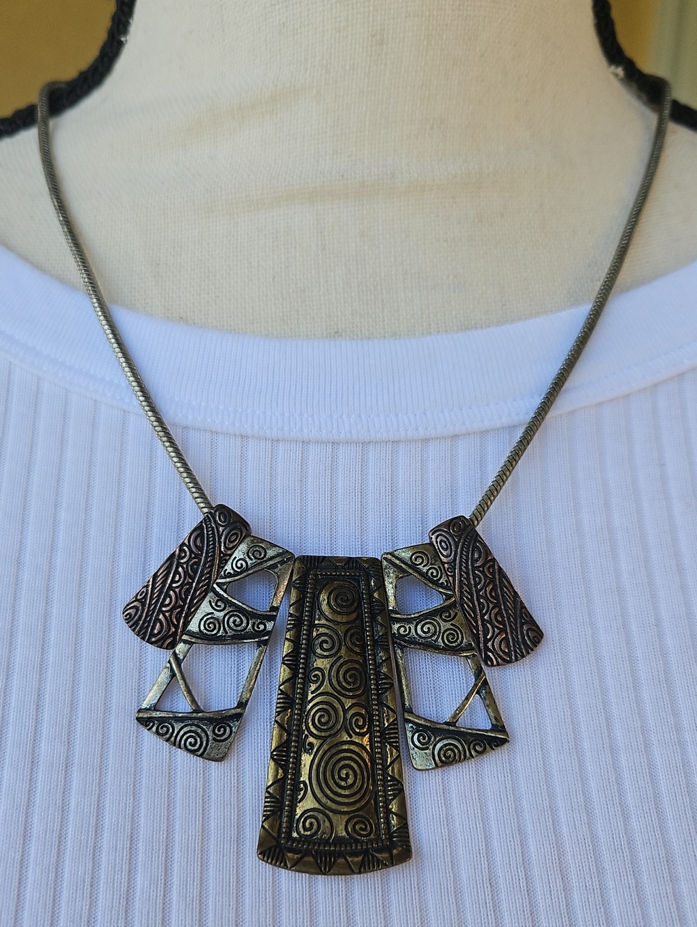Artisan Abstract Metal Statement Necklace